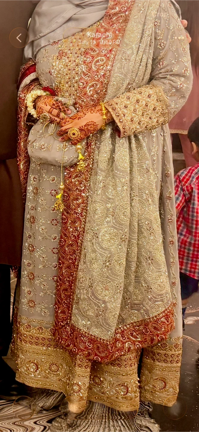 AIK Atelier Women's Grey Embroidered Formal Outfit - photo 5