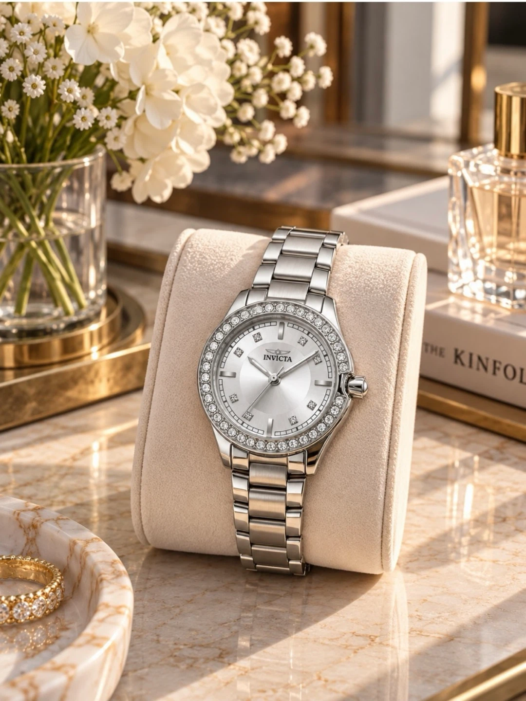 Invicta Angel Silver Crystal Bezel Watch 30mm NEW
