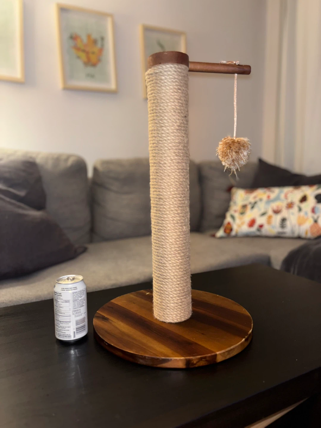 Wooden Cat Scratching Post with Toy - photo 2