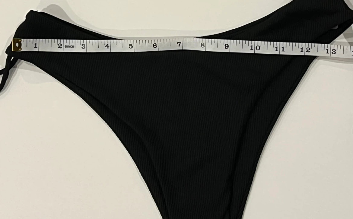 Black Ribbed Side-Tie Bikini Bottoms - photo 3