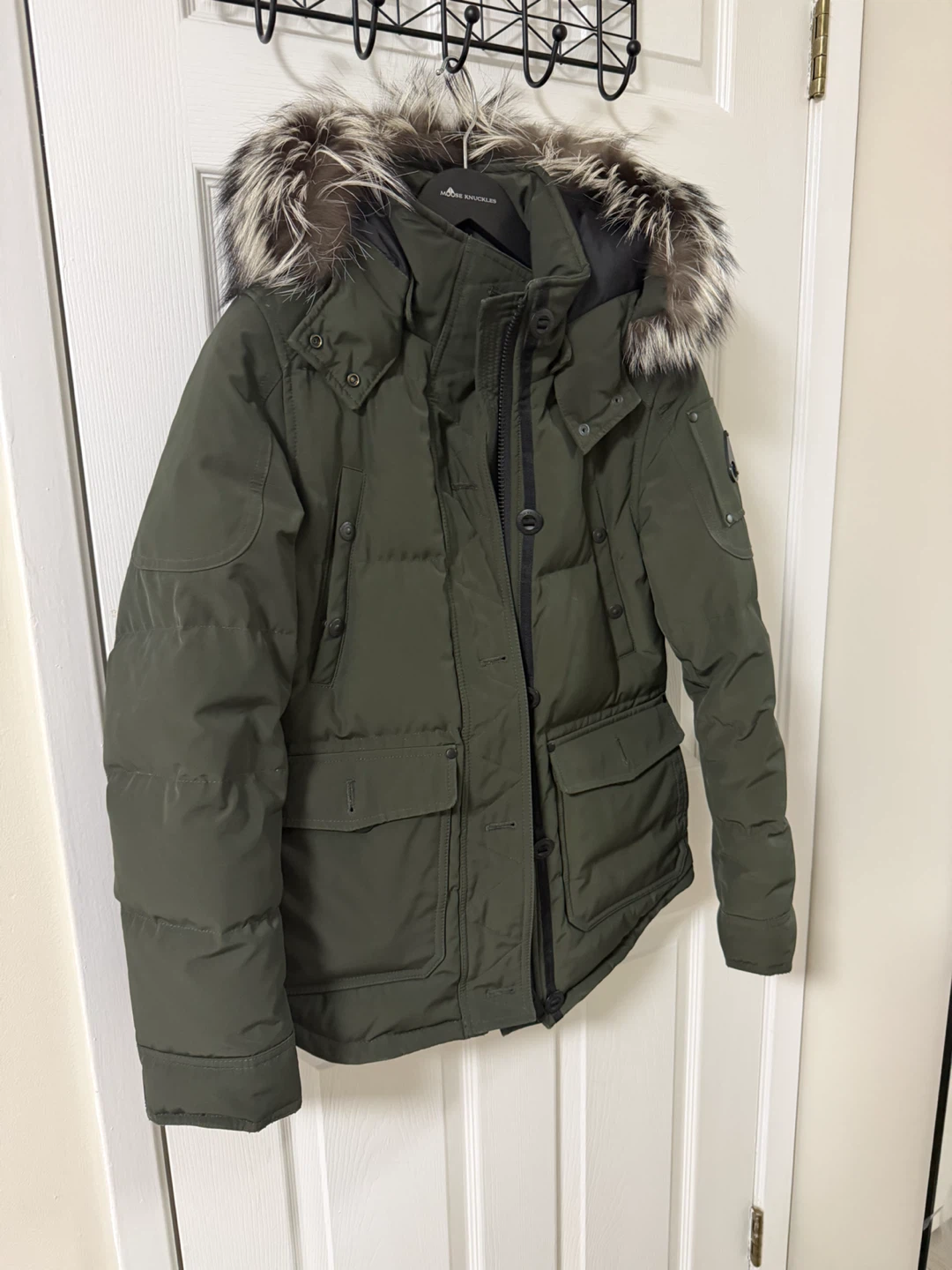 Women Moose Knuckles Olive Winter Parka - Size S