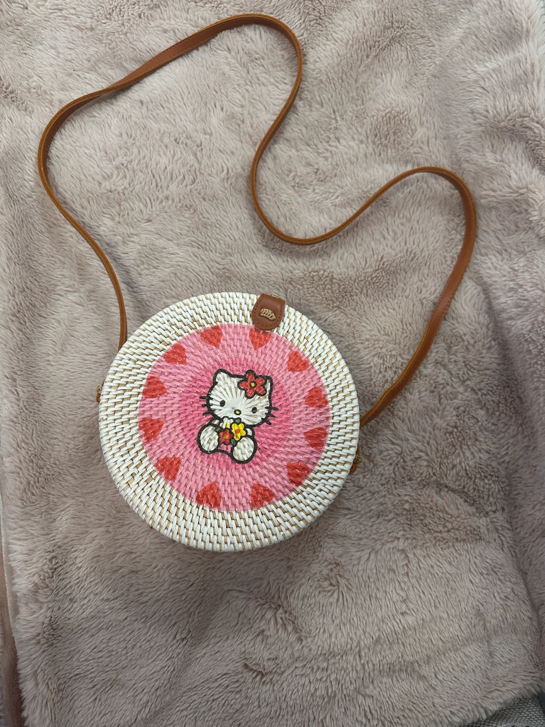 Hello Kitty Rattan Crossbody Bag