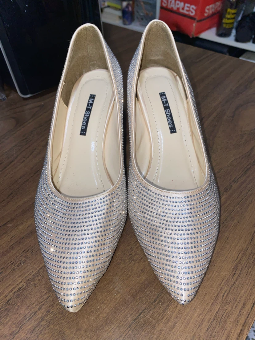 M-T Shoes Rhinestone Kitten Heels size 38