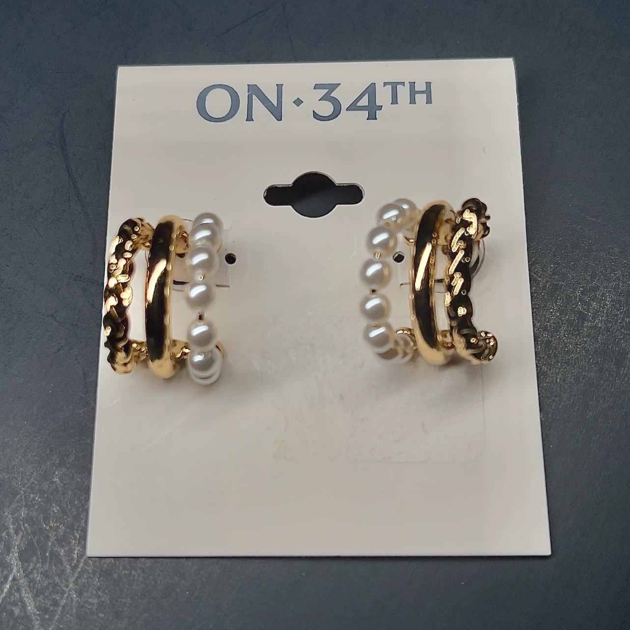 Pearl and Gold Hoop Earrings