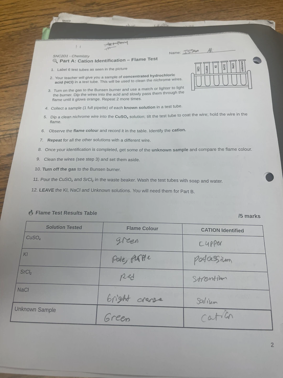 Chemistry Flame Test Worksheet
