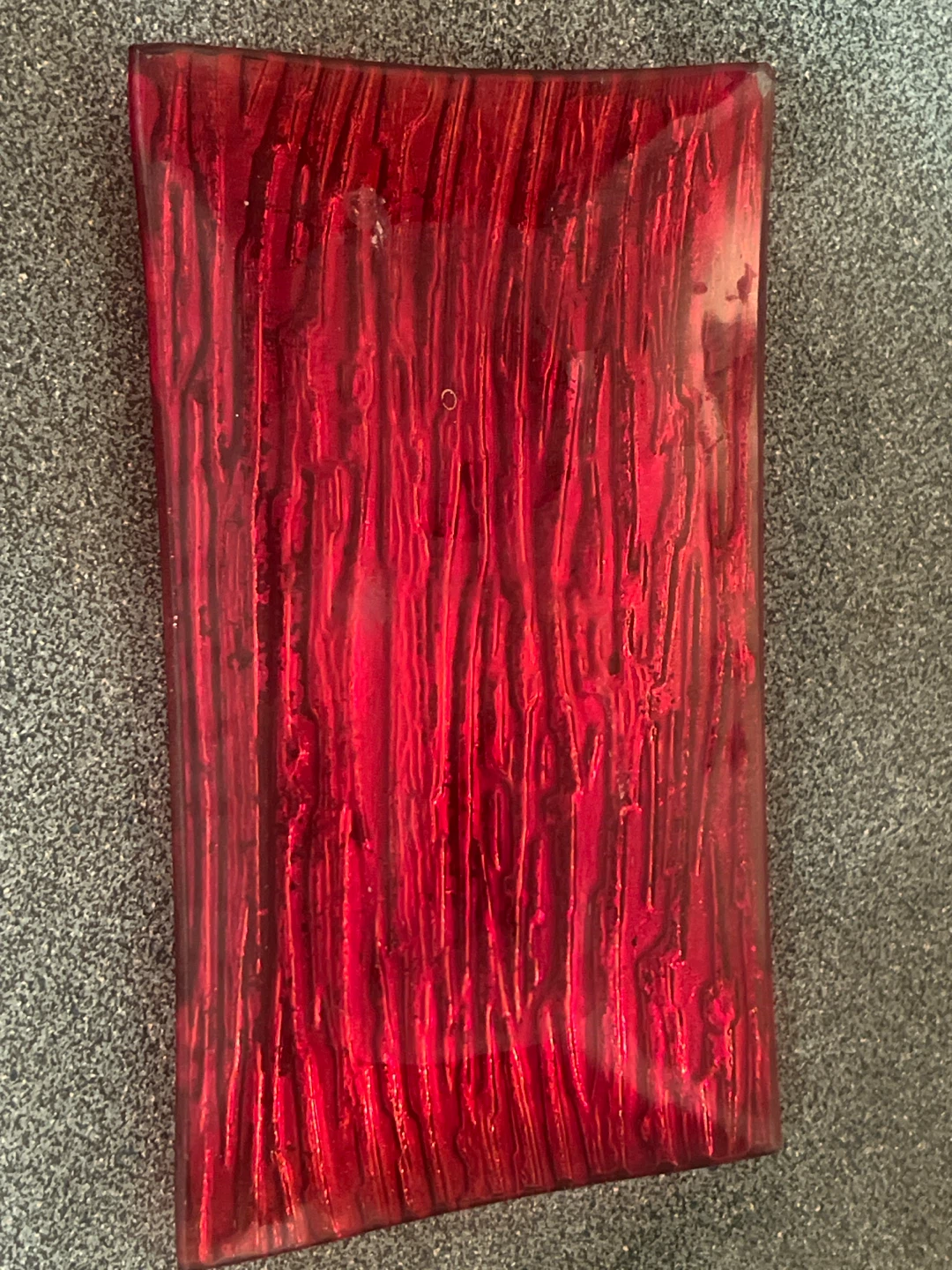 Red Rectangular Glass Decorative Tray