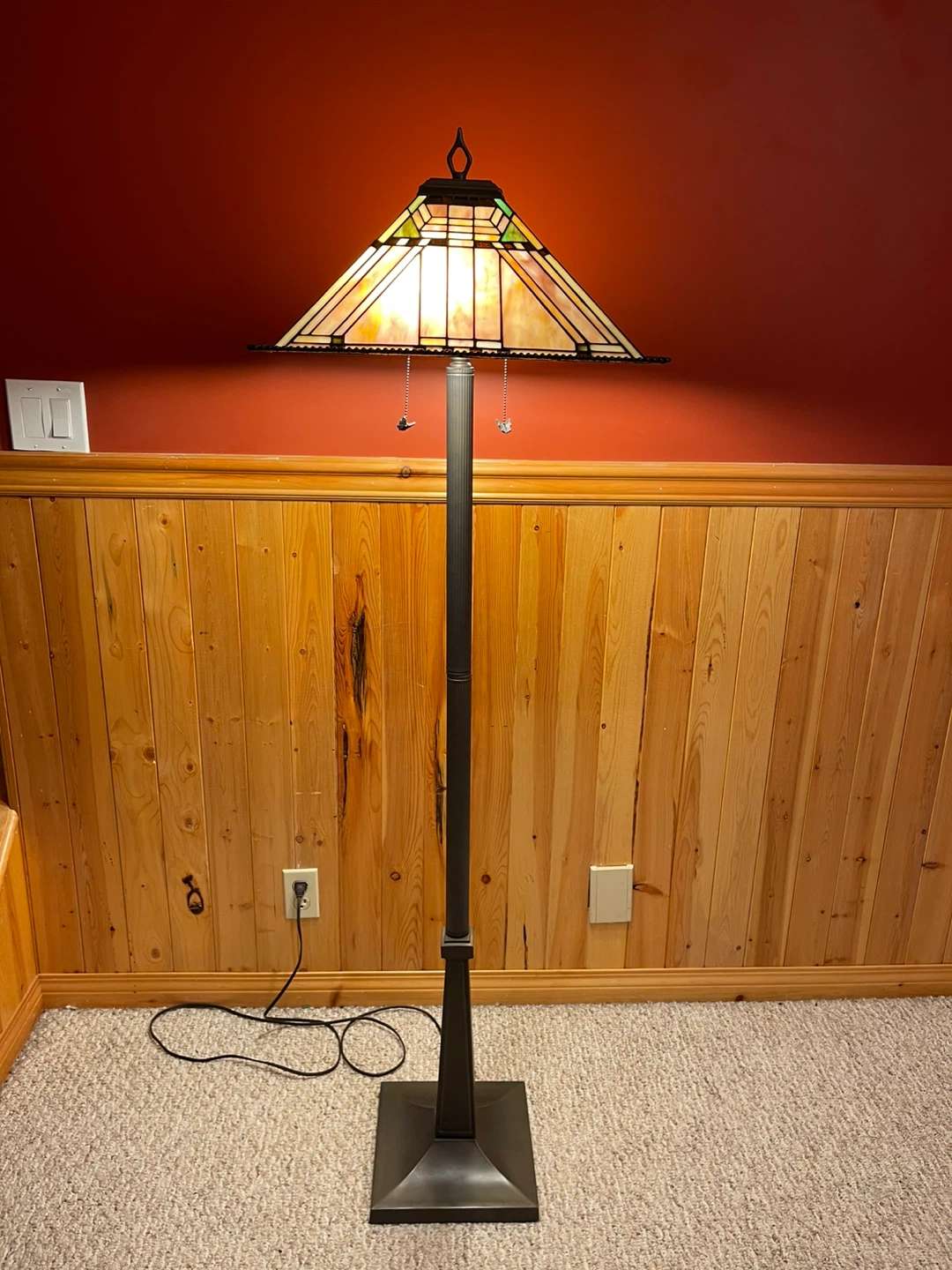 A beautiful Tiffany Style stained glass floor lamp