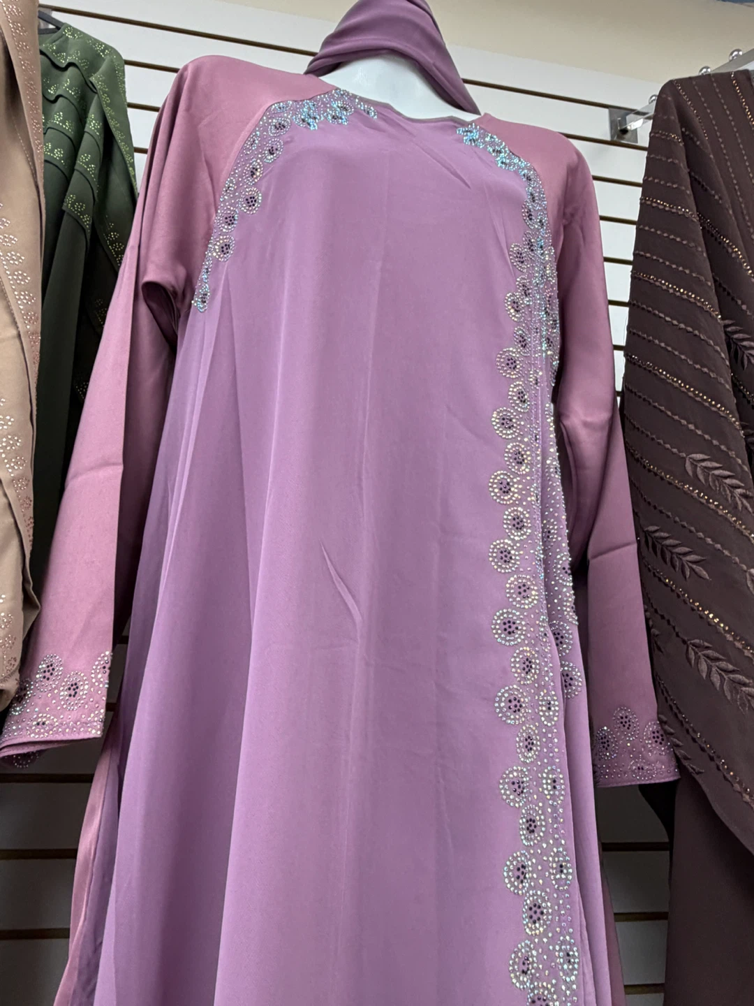Lilac Abaya with Rhinestone Detail