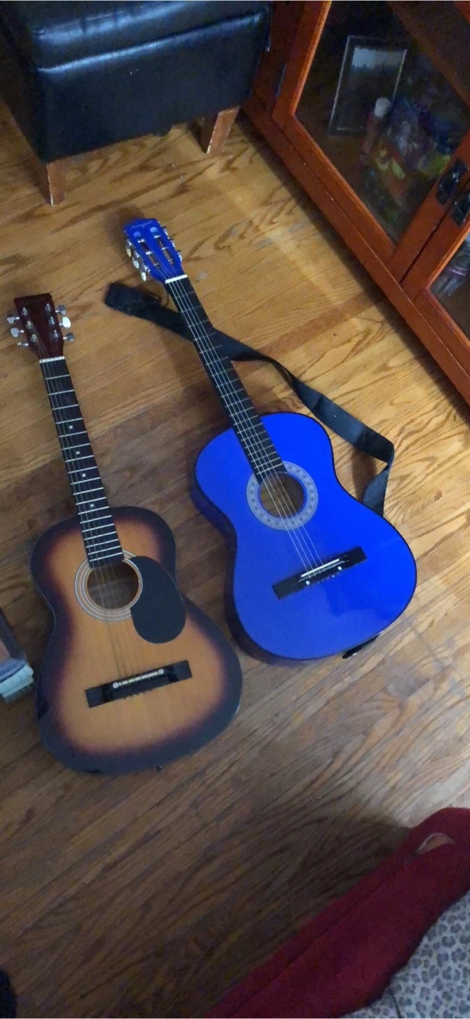 Two Acoustic Guitars - Sunburst and Blue