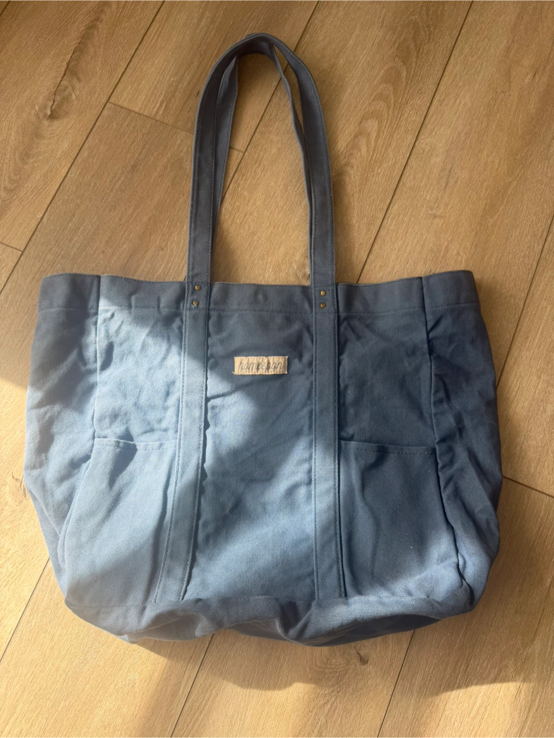 Homespun Blue Canvas Tote Bag