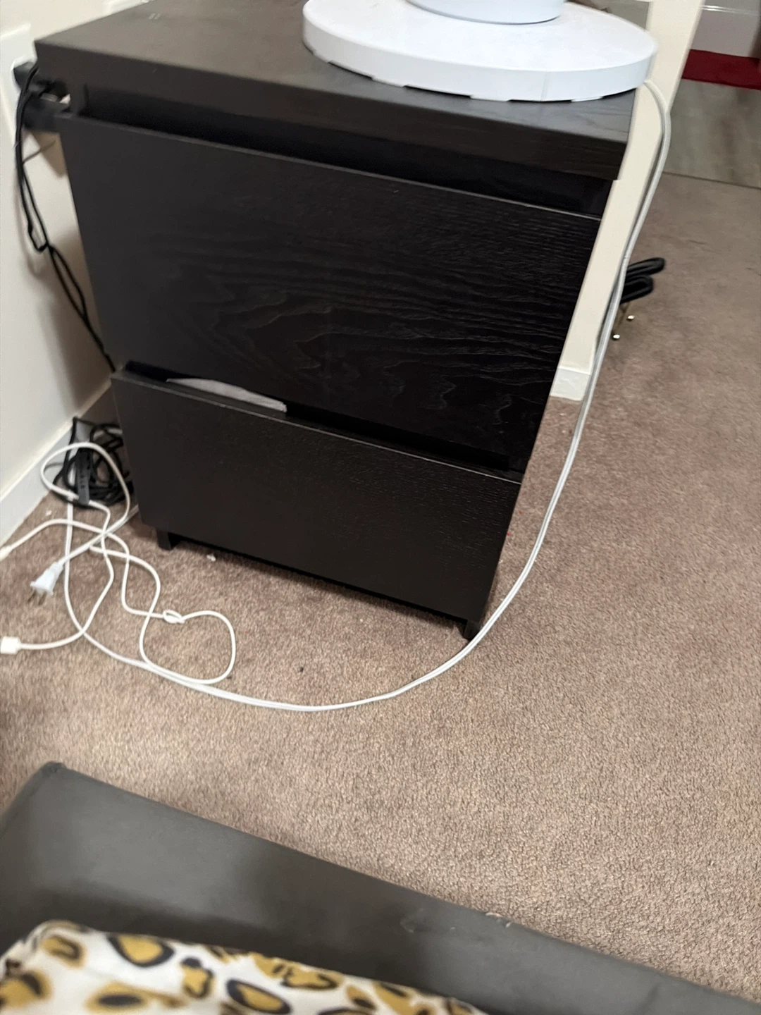 Black Two-Drawer Bedside Table