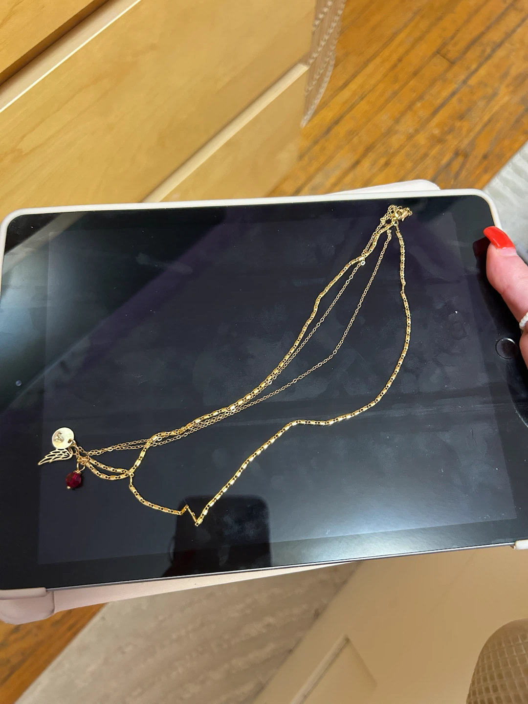 Gold-tone layered necklace with charms #freecycle