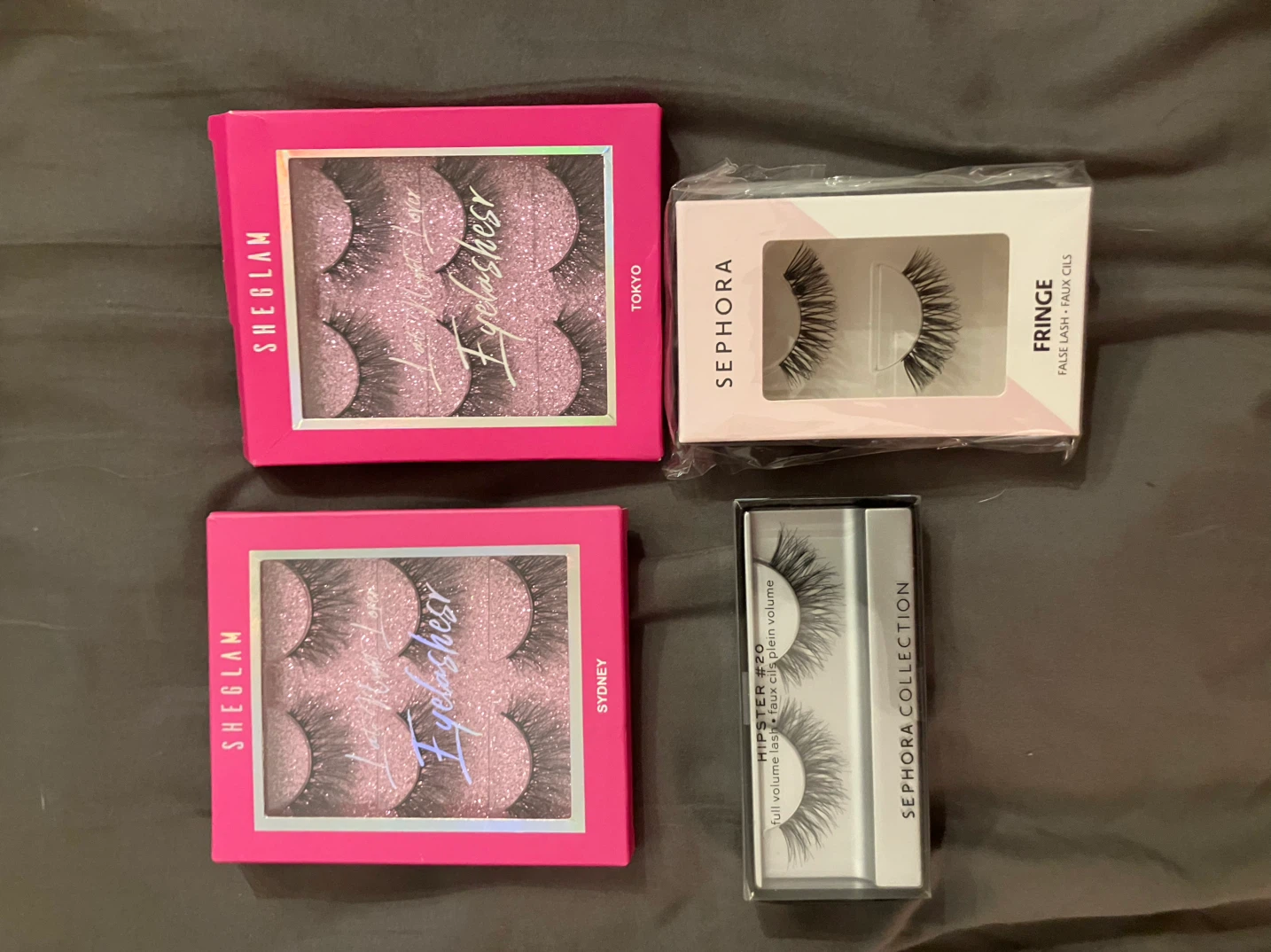 Assorted False Lashes and Tinsel Pompoms
