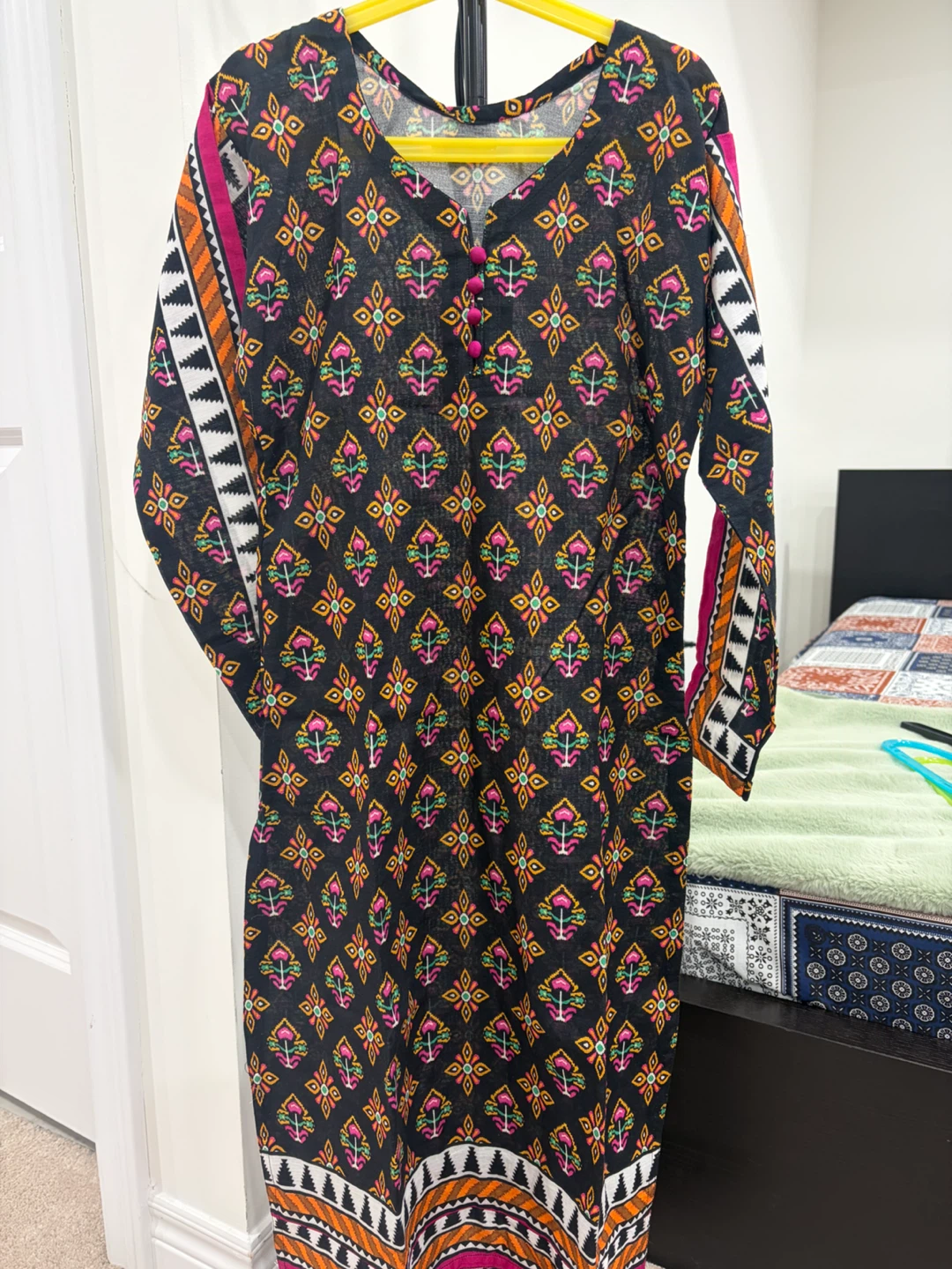 Black Floral Print Kurti for teen girls