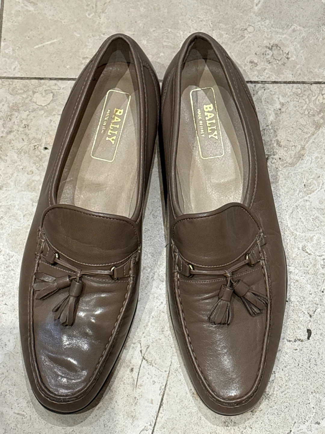 Bally Brown Leather Tassel Loafers