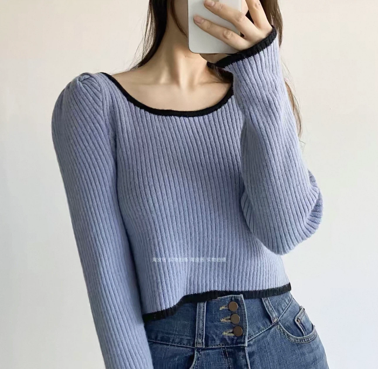 Designer’s Comme Ça Blue Long Sleeve Top - photo 4