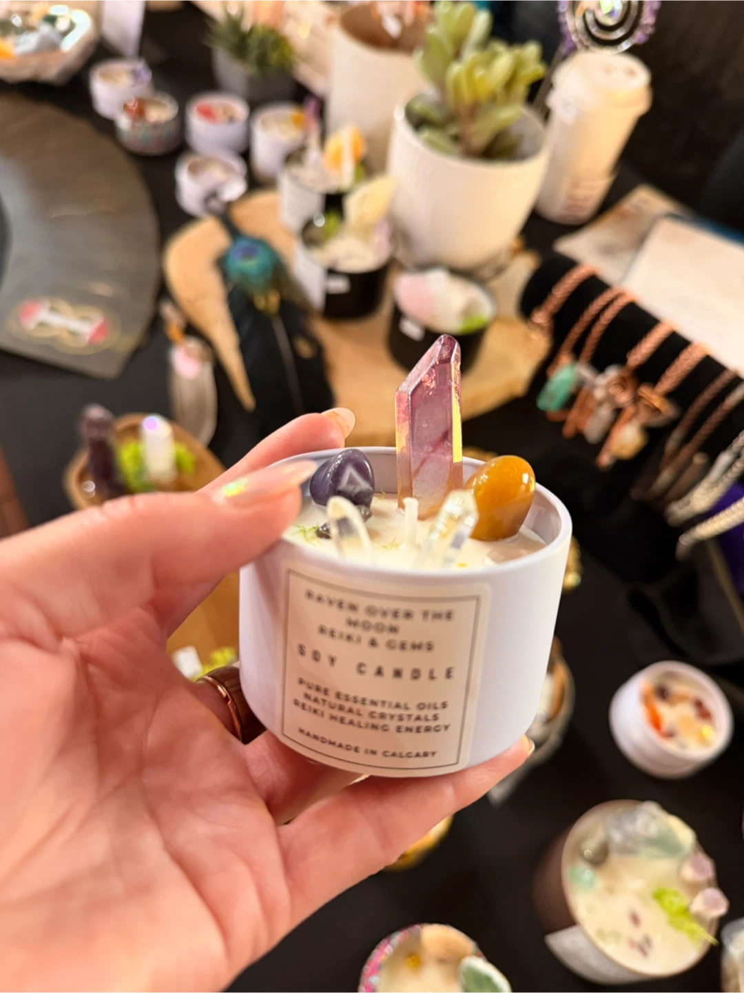 Raven Over The Moon Reiki & Gems Soy Candle