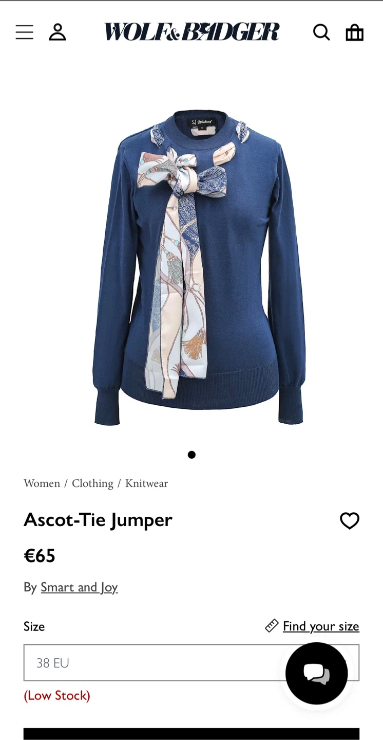 Smart and Joy Ascot-Tie Navy Jumper knit wear