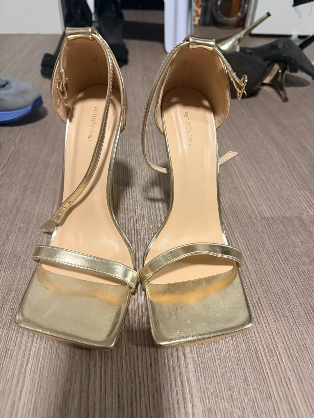 PrettyLittleThing Gold Stiletto Sandals