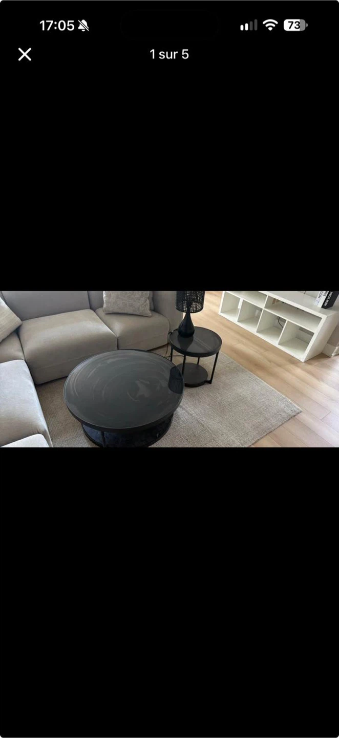 Modern Black Glass and Metal Coffee Table Set and lamp