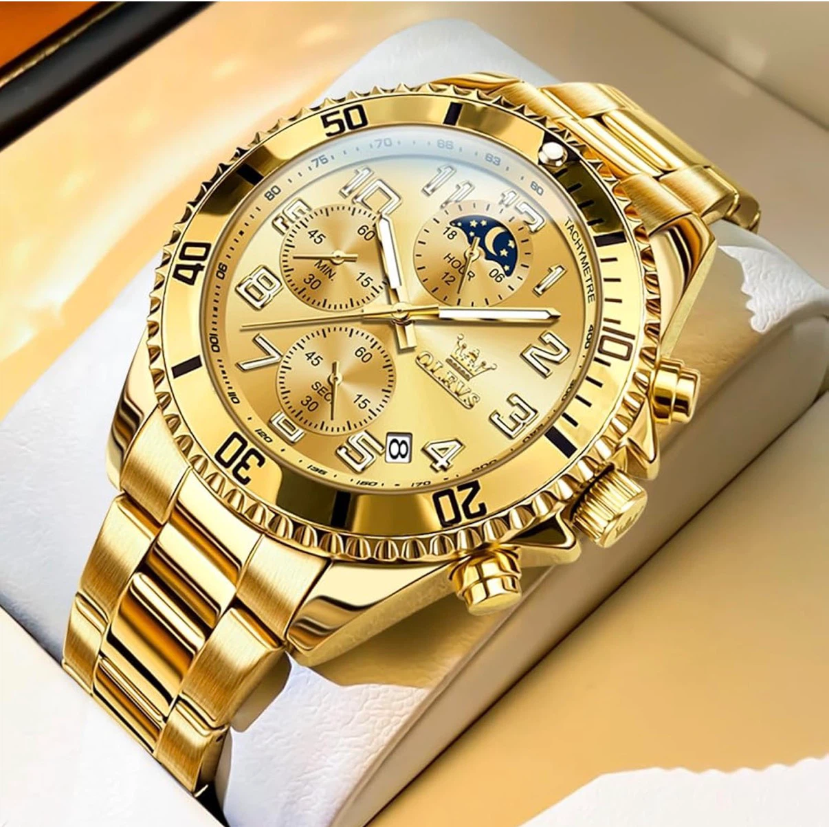 OLEVS Gold-Tone Chronograph Watch