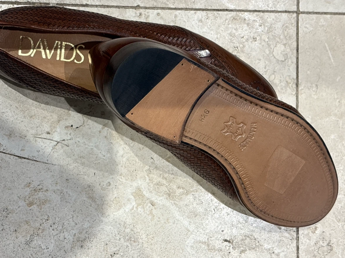 Davids Brown Woven Leather Tassel Loafers - photo 2