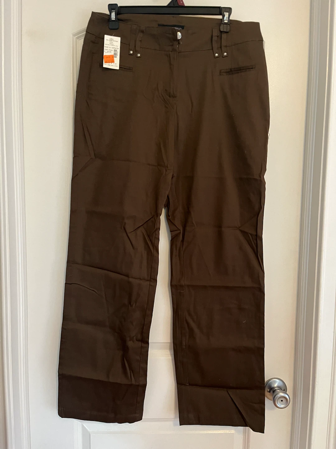 New Brown Cotton Blend Stretch Pants - photo 2