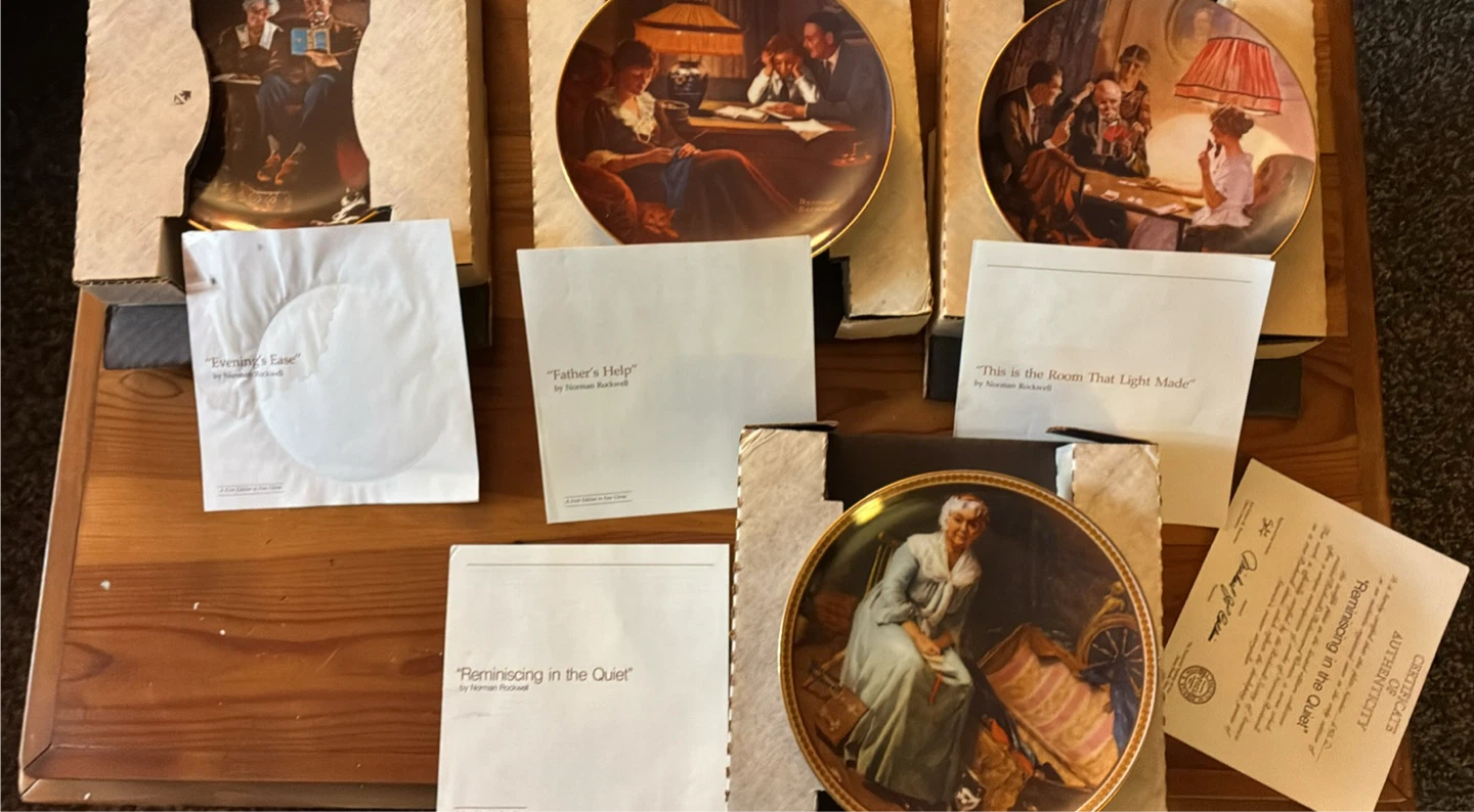 Set of 4 Norman Rockwell Knowles Collector Plates