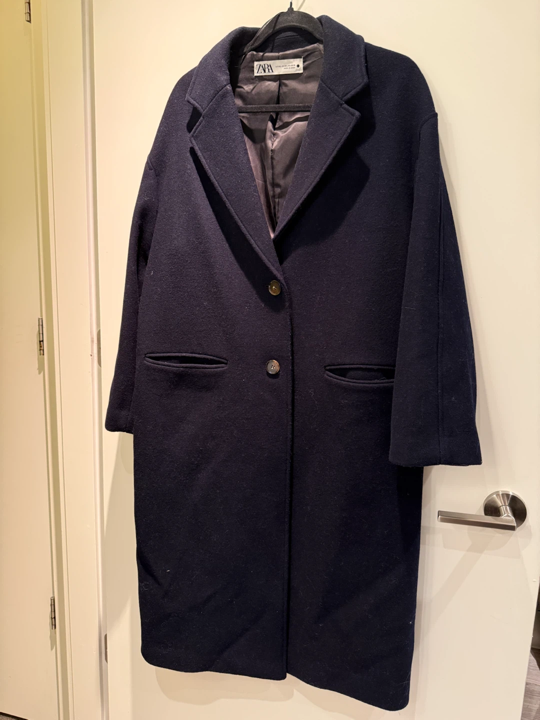 Zara Navy Wool Blend Coat