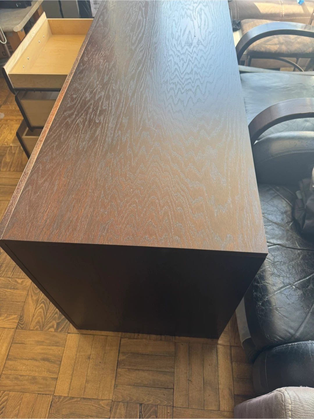 Dark Brown Wooden Desk with Drawers - photo 3