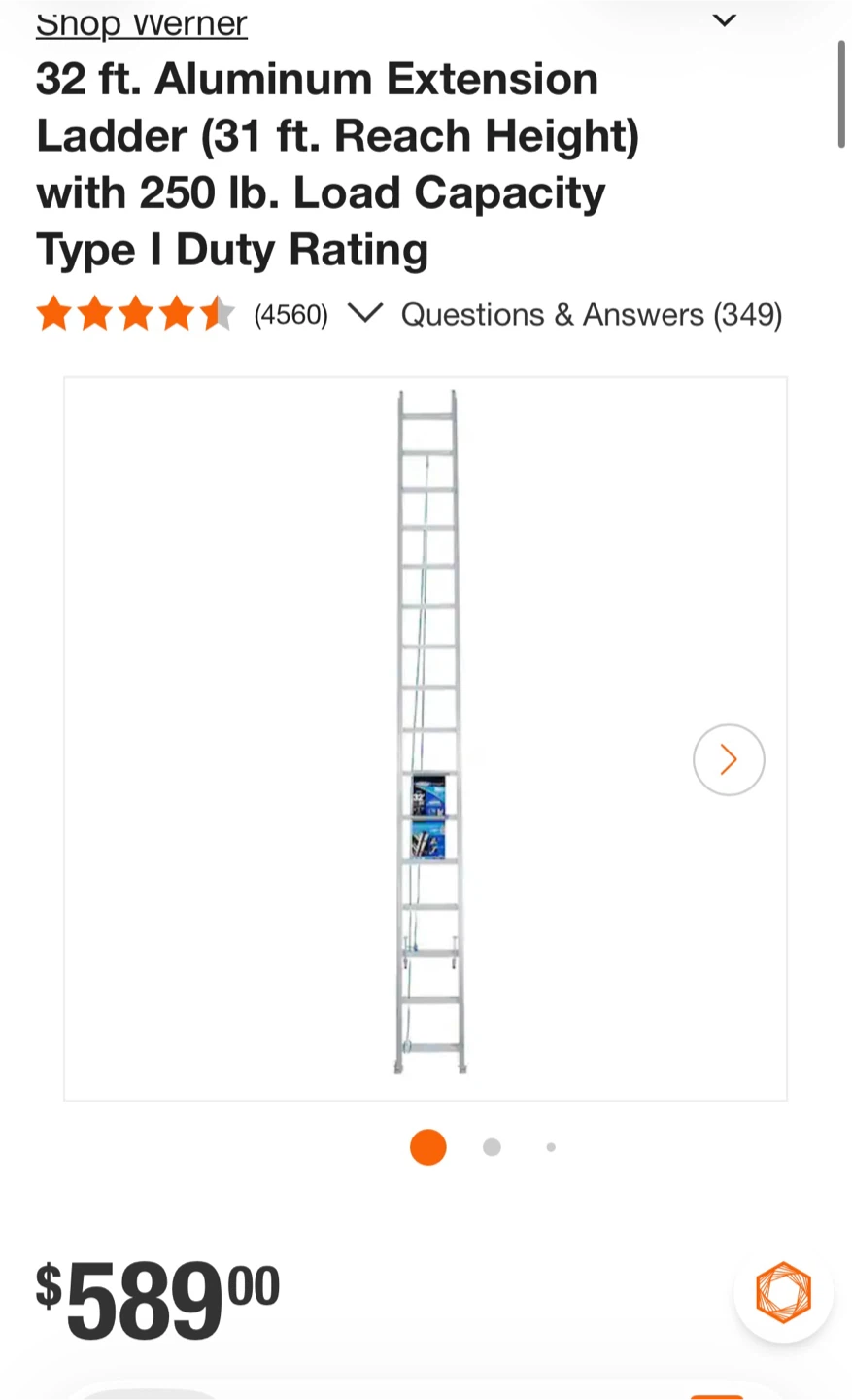 Werner 32 ft. Aluminum Extension Ladder - photo 5