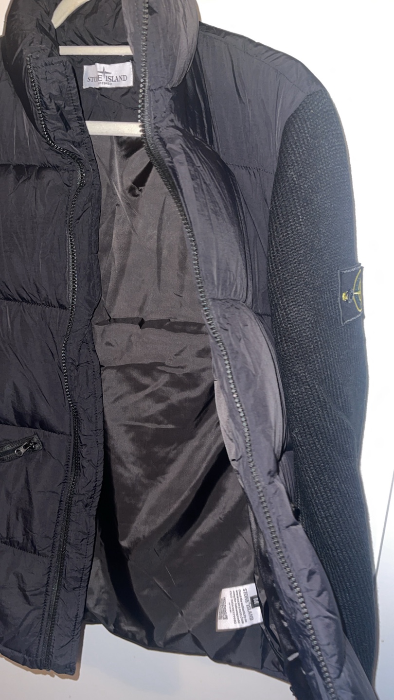 Stone Island Black Jacket - Wool Sweater Sleeves - Size M - photo 2