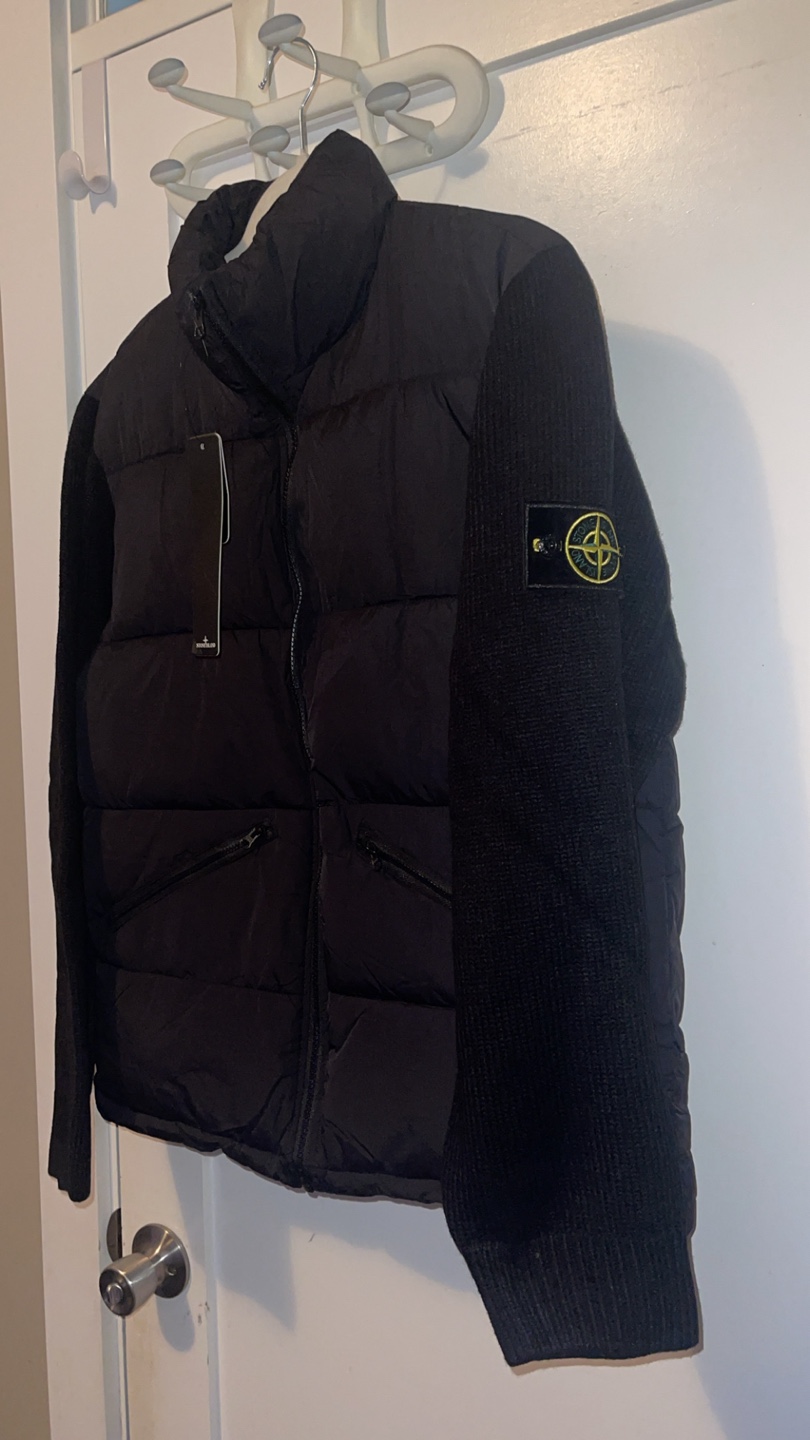 Stone Island Black Jacket - Wool Sweater Sleeves - Size M