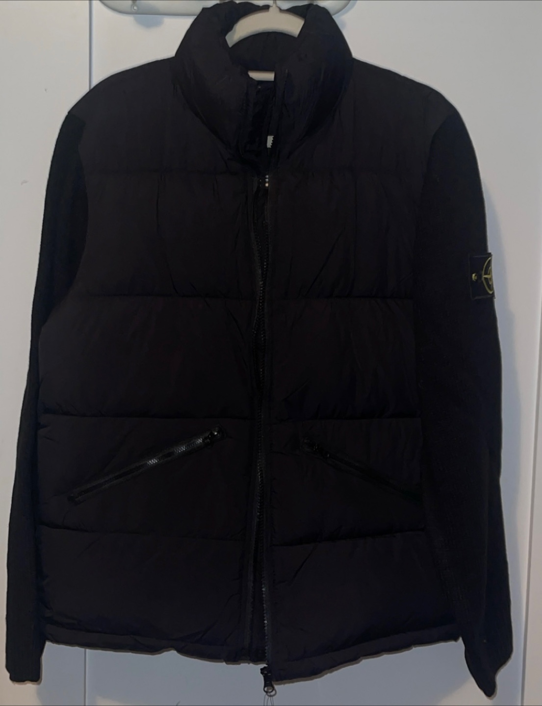 Stone Island Black Jacket - Wool Sweater Sleeves - Size M - photo 3