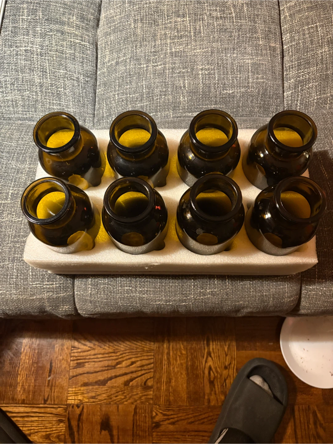 Set of 8 Amber Glass Vases - photo 2