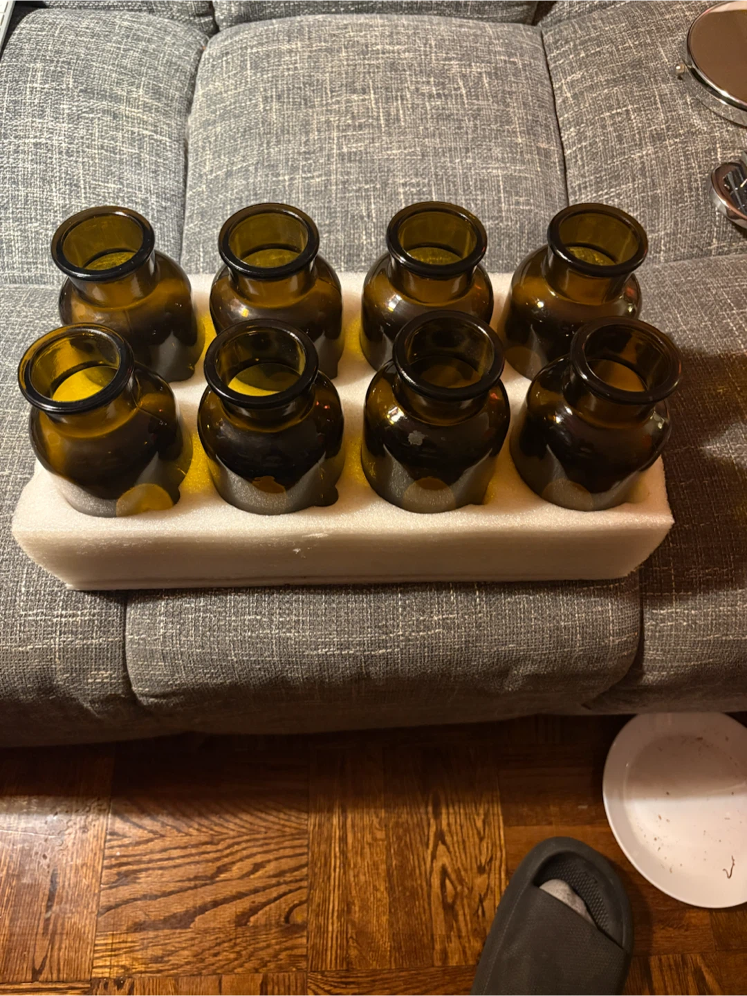 Set of 8 Amber Glass Vases - photo 3