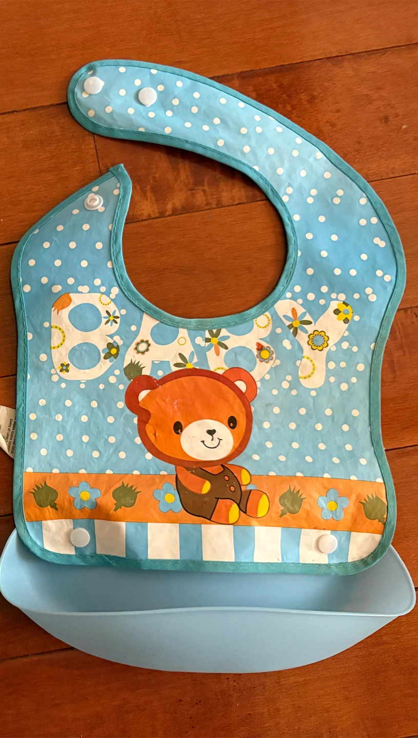 Blue Baby Bib with Food Catcher