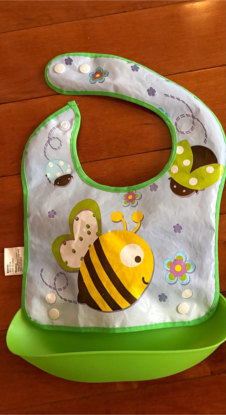Bug Pattern Baby Bib with Crumb Catcher