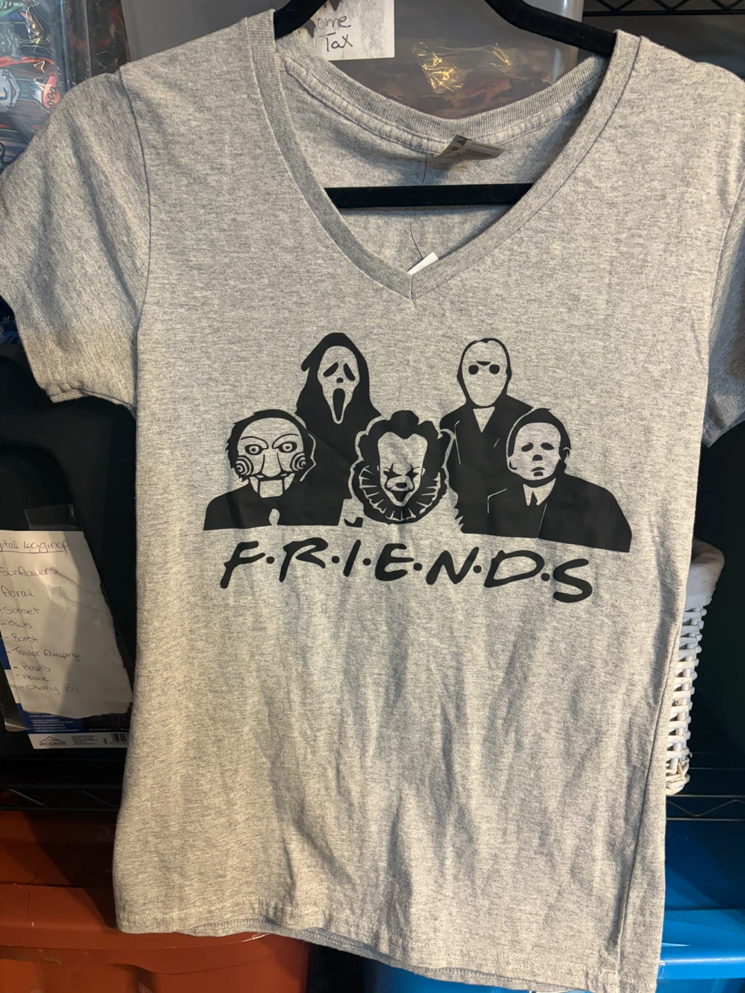 Horror Friends Graphic V-Neck T-Shirt