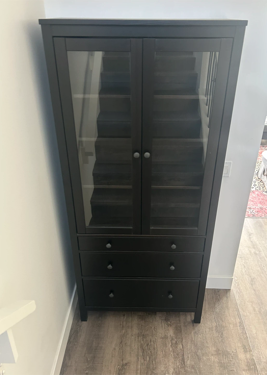 IKEA HEMNES bookcase with drawers and glass doors