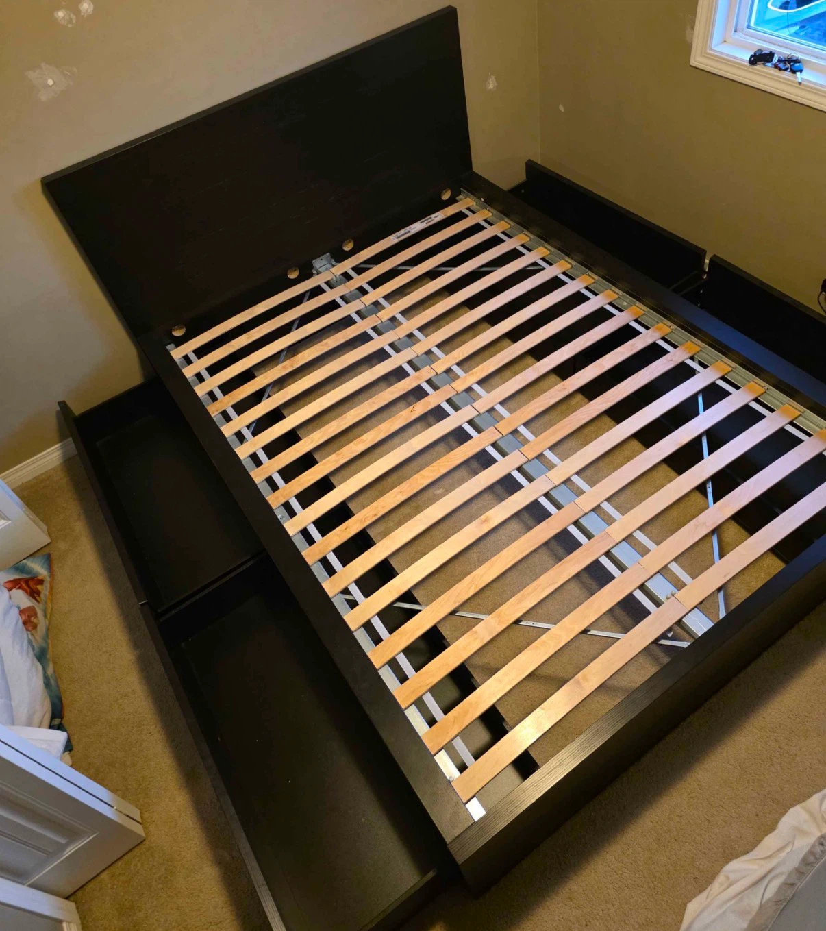 IKEA Full bed frame with 4 storage drawers black brown - photo 2
