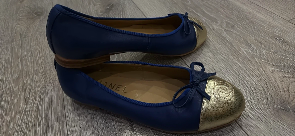 Chanel Ballet Flats Blue and Gold - photo 5