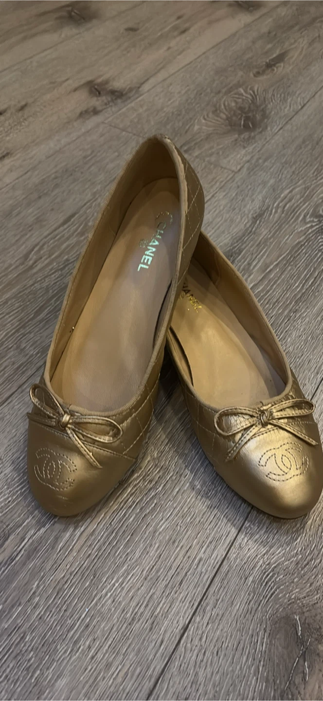 Chanel Quilted Ballet Flats Gold