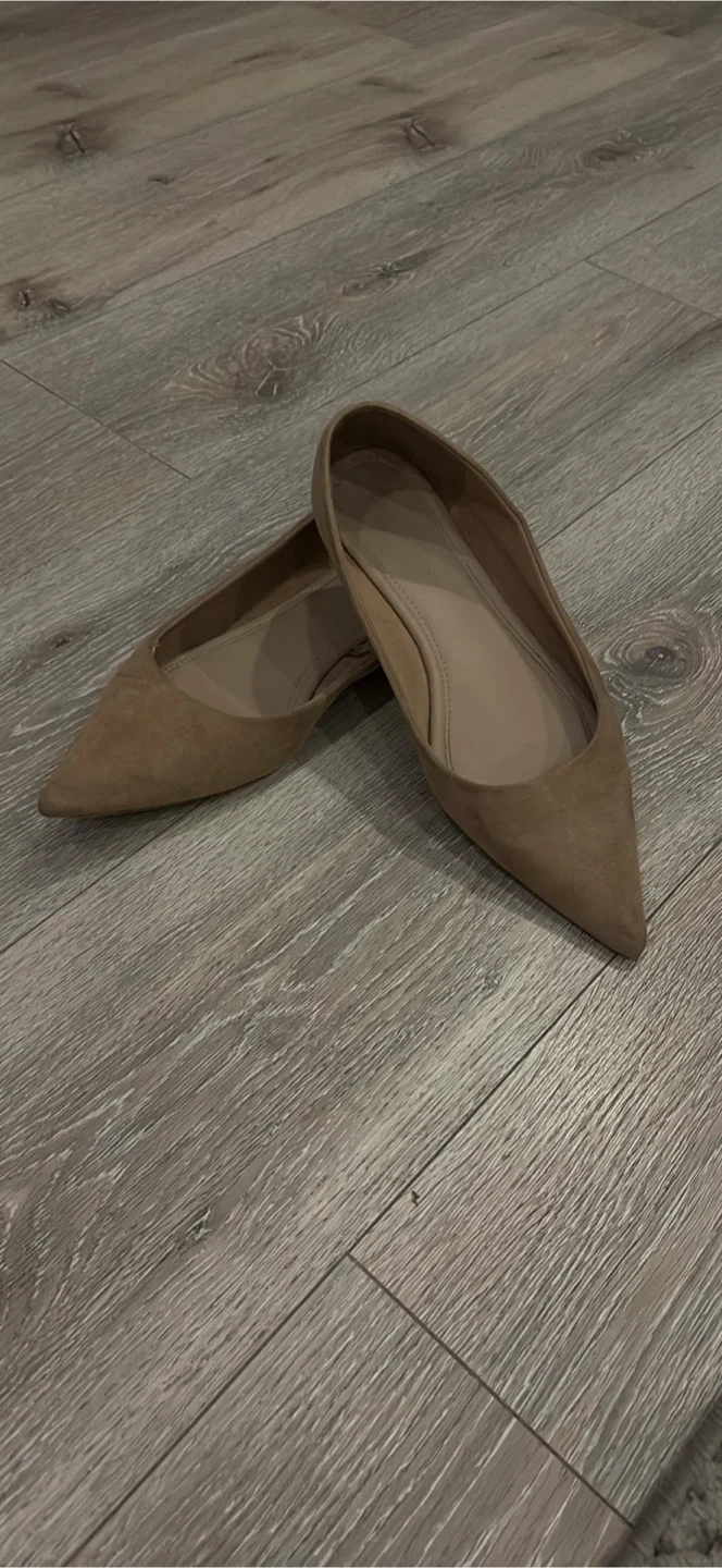Taupe Pointed Toe Flats