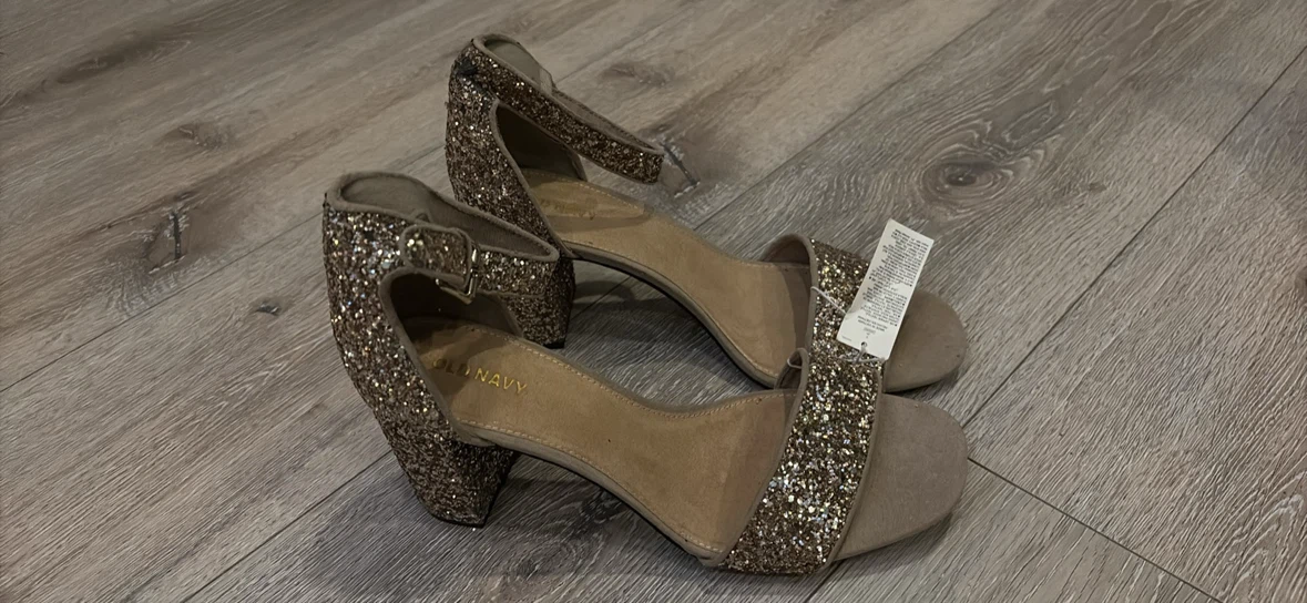 Old Navy Gold Glitter Block Heels - photo 2