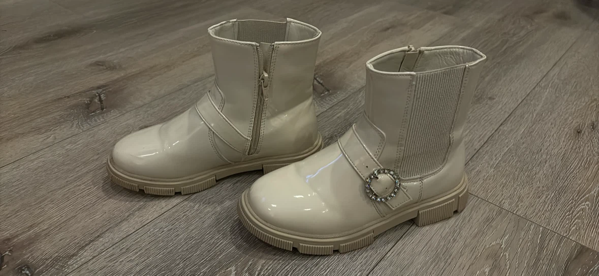 Cream Patent Ankle Boots - photo 4