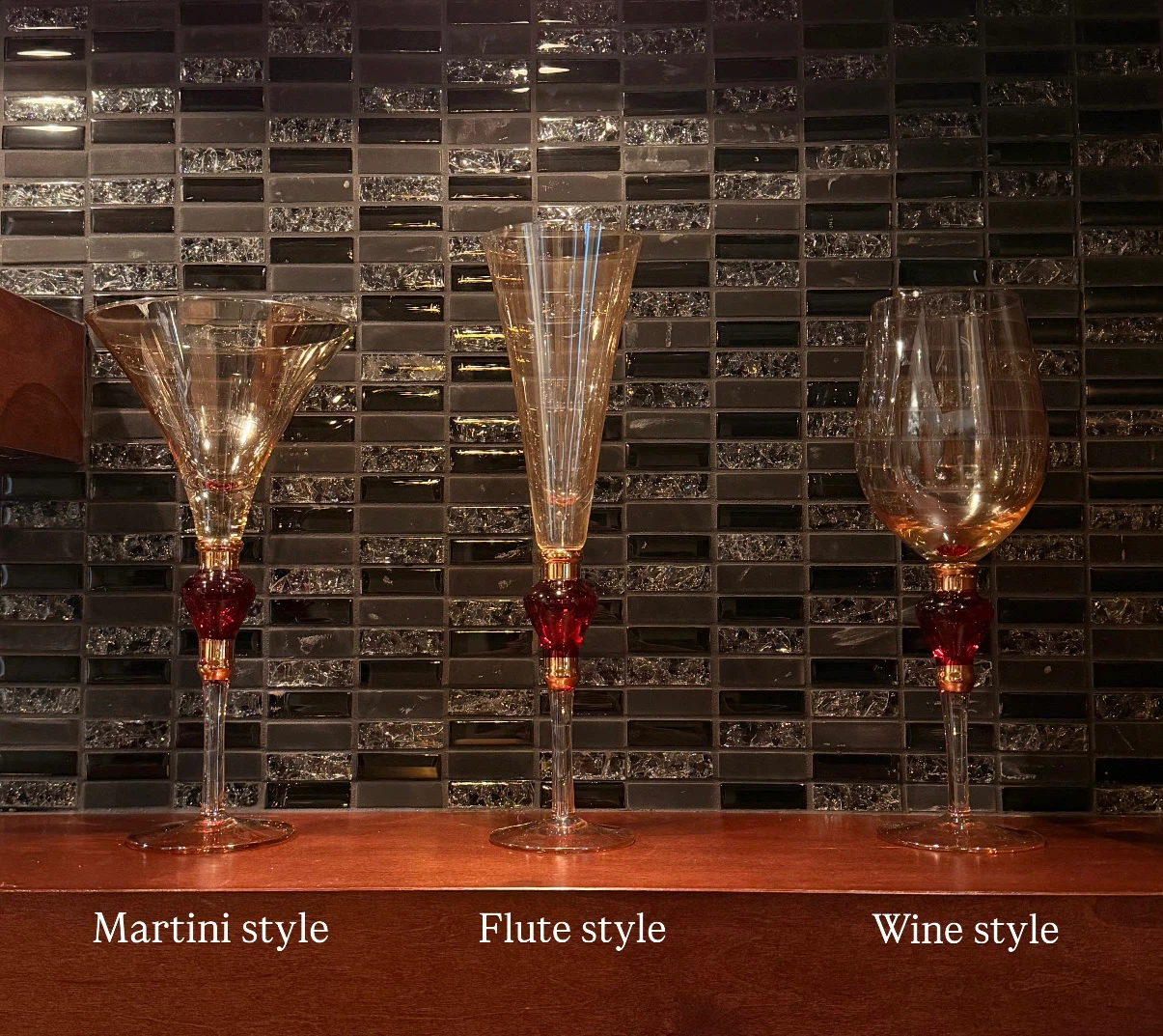 Vintage Style Glasswares (Martini, Champagne, Wine)