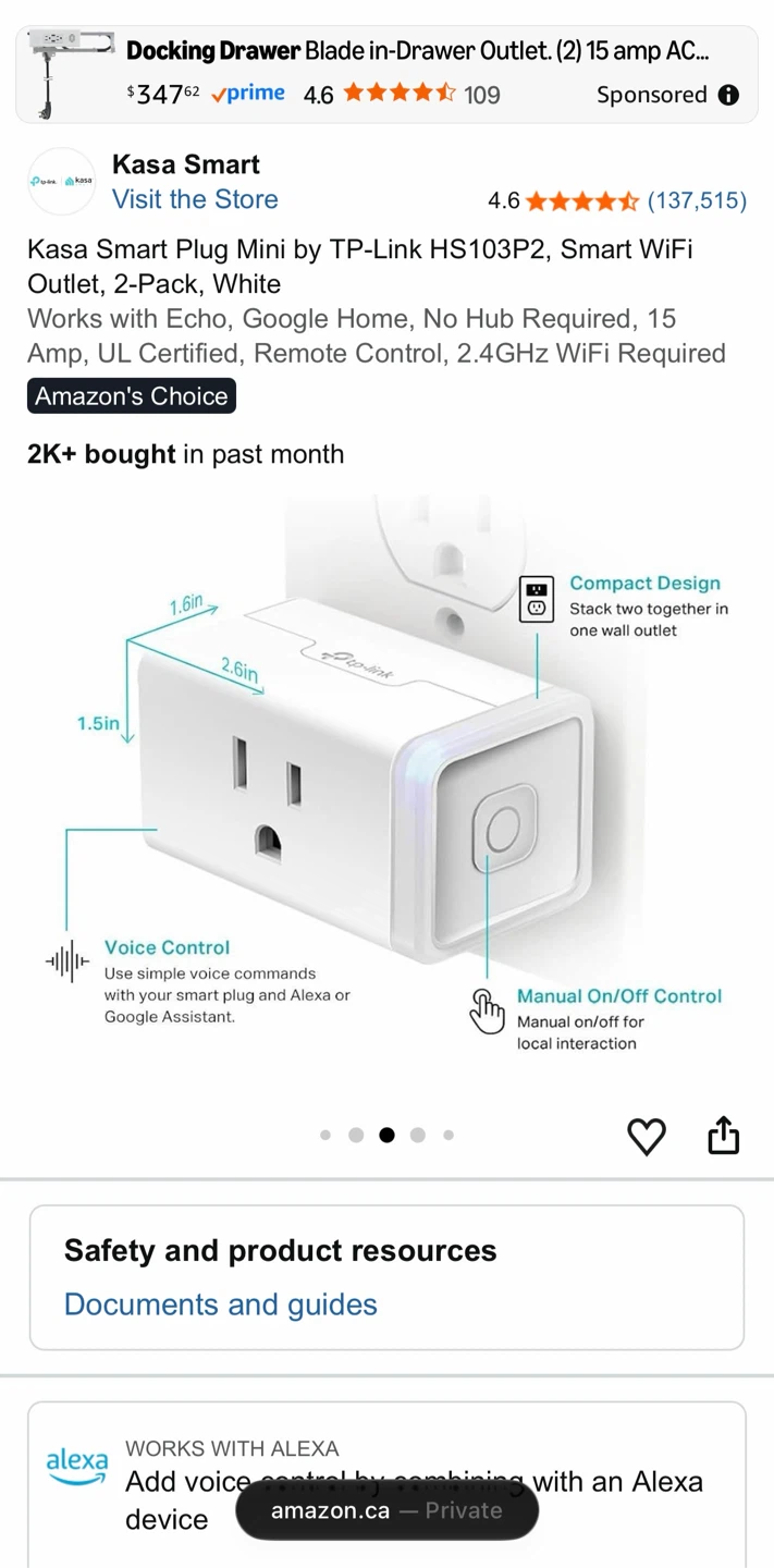 Kasa Smart Plug Mini -1pc