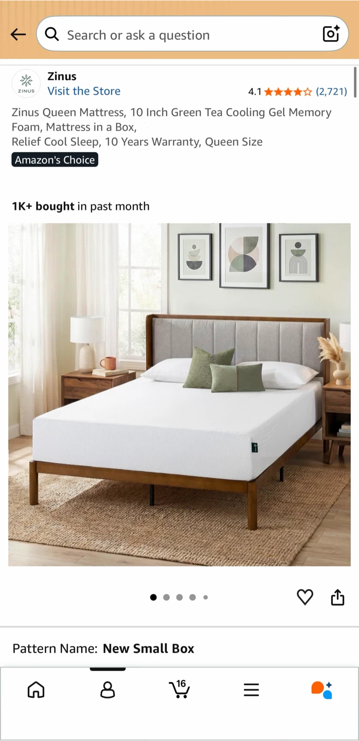 Zinus Queen 10-Inch Memory Foam Mattress