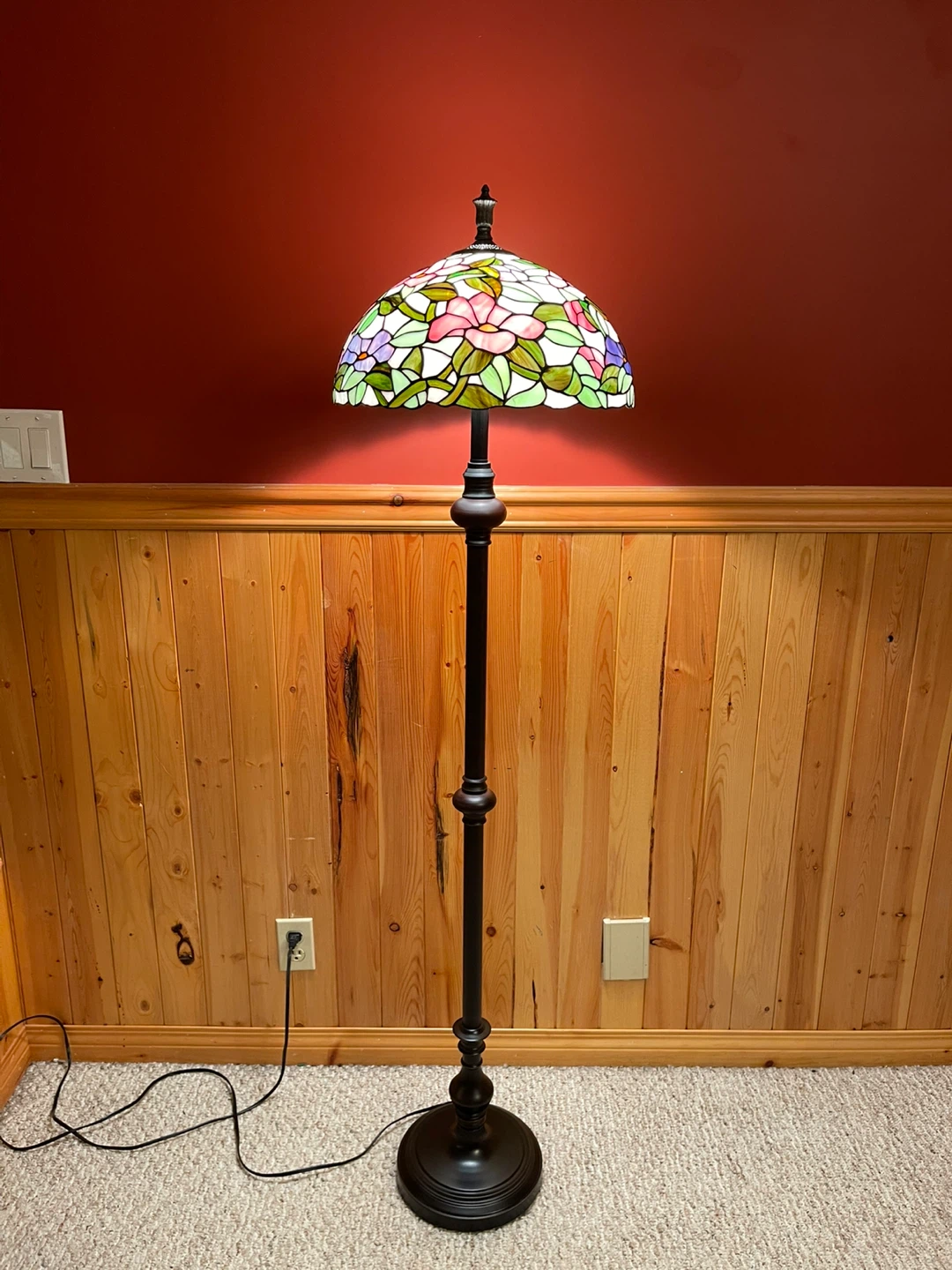 A gorgeous Tiffany Style stained glass floor lamp